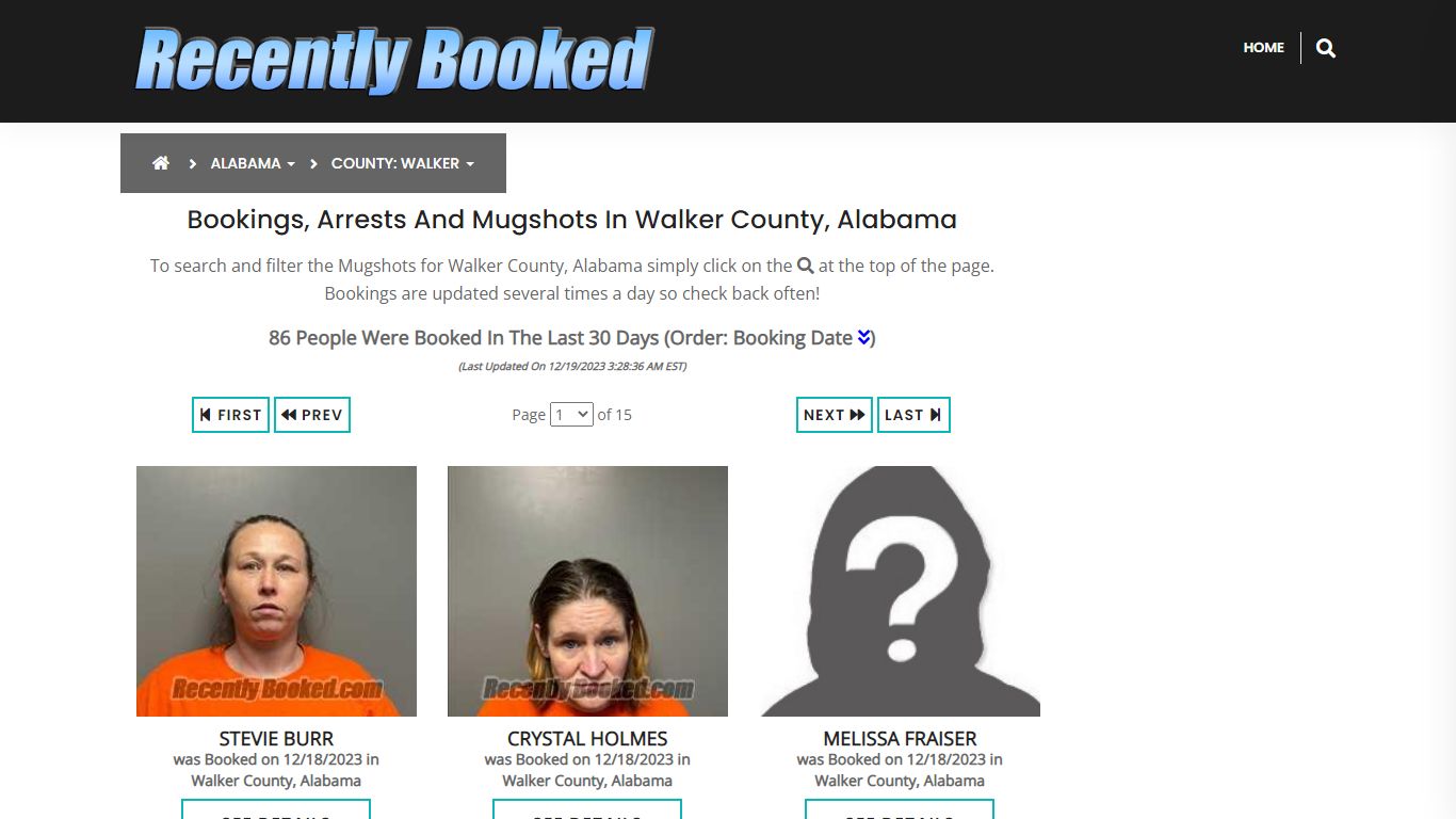 Recent bookings, Arrests, Mugshots in Walker County, Alabama